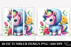 colorful Raincoat Baby Unicorn. 20 Oz Tumbler Design Product Image 1