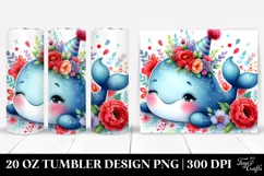 Colorful Sleeping Baby Whale with Party Hat | 20 oz Tumbler Product Image 1