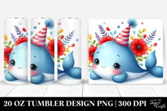 Colorful Sleeping Baby Whale with Party Hat | 20 oz Tumbler Product Image 1