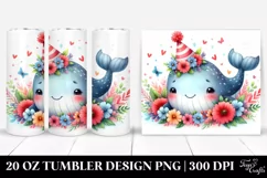 Colorful Sleeping Baby Whale with Party Hat | 20 oz Tumbler Product Image 1