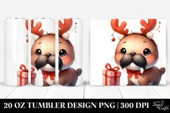 Expressive Walrus with Reindeer Horns PNG Product Image 1