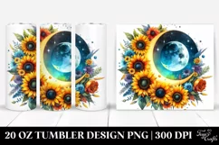 Whimsical Half Moon with Sunflowers Clipart, High-Res 20 Oz Product Image 1