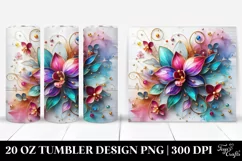 20 Oz Tumbler Sublimation | Orchid Watercolor Splash Floral Product Image 1