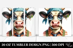 Enthusiastic Cow Portrait with Bandana | 20 Oz Tumbler Product Image 1