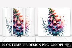 20 Oz Tumbler Sublimation | Colorful Foxglove on White Product Image 1