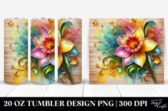 20 Oz Tumbler Sublimation | Colorful Daffodil on Wooden Product Image 1