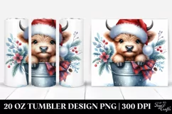 Whimsical Highland Cow with Santa Hat 20 Oz Tumbler Product Image 1