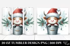 Whimsical Highland Cow with Santa Hat 20 Oz Tumbler Product Image 1