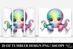 Colorful Baby Octopus with Big Eyes PNG Product Image 1
