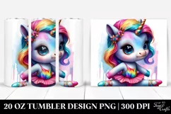 Dancer Unicorn Watercolor. 20 Oz Tumbler Design Product Image 1