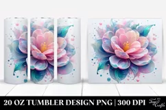 Shiny Pastel Camellia Art, Transparent 20 Oz Tumbler Product Image 1