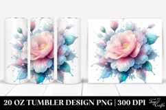 Shiny Pastel Camellia Art, Transparent 20 Oz Tumbler Product Image 1