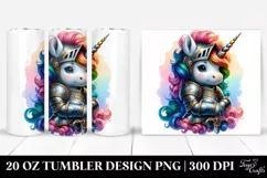 Colorful Unicorn Knight's Armor Watercolor. 20 Oz Tumbler Product Image 1
