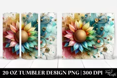 20 Oz Tumbler Sublimation | Sunflower Marble Background Product Image 1