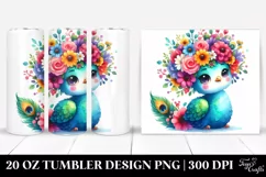 Vibrant Peacock with Flower Crown Clipart, High-Res 20 Oz Product Image 1