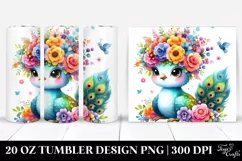 Vibrant Peacock with Flower Crown 20 Oz Tumbler Product Image 1