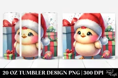 Expressive Baby Chicken with Santa Hat PNG Product Image 1