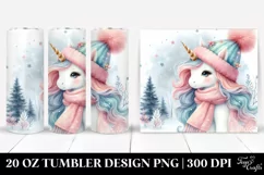 Whimsical Unicorn in Winter Clothes, Transparent 20 Oz Product Image 1