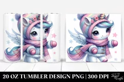 Whimsical Unicorn in Winter Clothes, Transparent 20 Oz Product Image 1