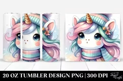 Whimsical Unicorn in Winter Clothes, Transparent 20 Oz Product Image 1