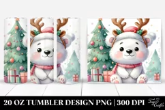 Expressive Polar Bear with Reindeer Horns PNG Product Image 1