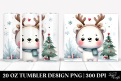 Expressive Polar Bear with Reindeer Horns PNG Product Image 1