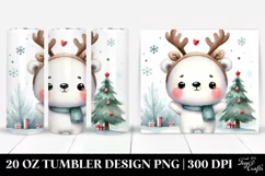 Expressive Polar Bear with Reindeer Horns PNG Product Image 1