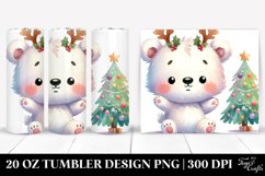 Expressive Polar Bear with Reindeer Horns PNG Product Image 1