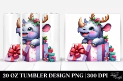 Extremely Expressive Rhino with Reindeer Horns PNG Product Image 1