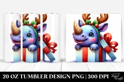Extremely Expressive Rhino with Reindeer Horns PNG Product Image 1