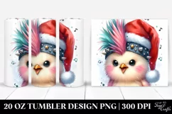 Cute Watercolor Chicken with Santa Hat 20 Oz Tumbler Product Image 1