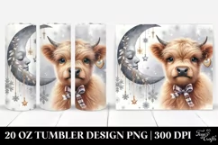 Cute Highland Cow with Moon 20 Oz Tumbler Product Image 1