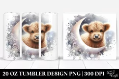 Cute Highland Cow with Moon 20 Oz Tumbler Product Image 1