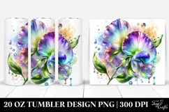 20 Oz Tumbler Sublimation | Watercolor Tulip Diamond Product Image 1
