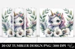 Cute Baby Unicorn Calla Lily Frame | 20 oz Tumbler Product Image 1