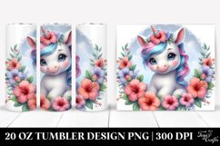 Cute Baby Unicorn Hibiscus Frame | 20 oz Tumbler Product Image 1
