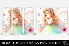 Colorful Fairy White Background Watercolor | 20 Oz Tumbler Product Image 1