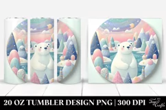 3D Pastel Polar Bear Winter Scene 20 Oz Tumbler Product Image 1