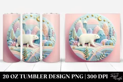 Colorful Polar Bear Winter Clipart, High-Res 20 Oz Tumbler Product Image 1