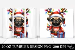 Expressive Baby Pug with Christmas Lights PNG Product Image 1