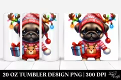Expressive Baby Pug with Christmas Lights PNG Product Image 1