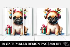 Expressive Baby Pug with Christmas Lights PNG Product Image 1