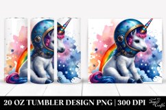 Space Helmet Watercolor Baby Unicorn. 20 Oz Tumbler Design Product Image 1