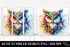 Vibrant Owl Flowers Abstract Frame Watercolor. 20 Oz Product Image 1