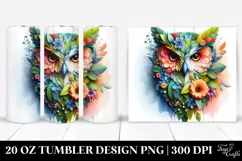 Vibrant Owl Flowers Abstract Frame Watercolor. 20 Oz Product Image 1