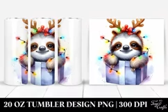 Expressive Baby Sloth with Christmas Lights PNG Product Image 1