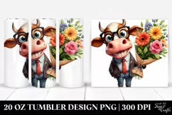 Cow with Large Flower Bouquet, High-Quality Clipart Product Image 1