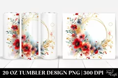 Colorful Floral Frame with Red Flowers | 20 oz Tumbler Product Image 1