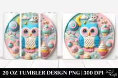 3D Pastel Owl Scene 20 Oz Tumbler Product Image 1