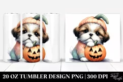 Colorful Shih Tzu Holding a Jack-O Lantern, Transparent PNG Product Image 1